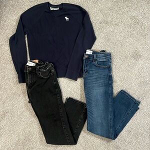 Abercrombie Kids bundle!! 2 pairs jeans and a pullover sweater *size 9/10* 🫎